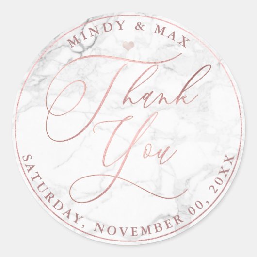 PixDezines ROSE GOLD ROMANTISCH SCRIPT HARTELIJK D Ronde Sticker (Voorkant)