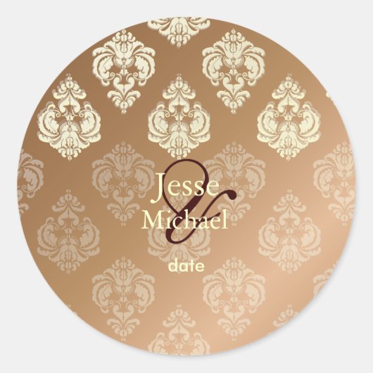 PixDezines Rossellini Damask Ronde Sticker (Voorkant)