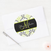 PixDezines Rossi Damask, autocollants monogrammes (Enveloppe)