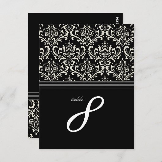 PixDezines Rossi Damask, carte n° de table (Devant / Derrière)