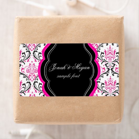 PixDezines Rossi Damask/DIY/black+hot pink Etiket (Insitu)