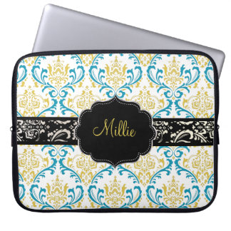 PixDezines Rossi Damask/DIY monogram+kleur! Laptop Sleeve
