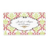 PixDezines Rossi Damask | Kerstmis Etiket (Voorkant)