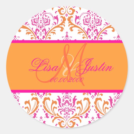 PixDezines Rossi Damask, monogram stickers (Voorkant)