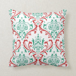PixDezines Rossi Damask/Turquoise Groen/Rood Kussen