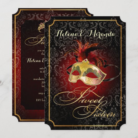 PixDezines Rossi Sweet 16 Masquerade/DIY kleur!! Kaart (Voorkant / Achterkant)