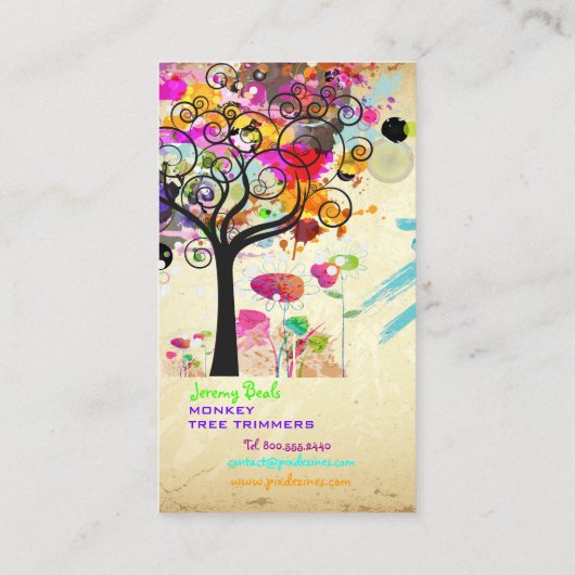 PixDezines /roze Boom Trimmers ♥ Visitekaartje (Achterkant)