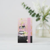 PixDezines roze bruidstaart/Bakkerij/doe-het-zelf Visitekaartje (Staand voorkant)