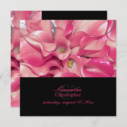 PixDezines Roze Calla lily/bruiloft Uitnodigingen (Voorkant / Achterkant)