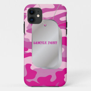 PixDezines Roze Camo+Dog+Labels iPhone 11 Hoesje