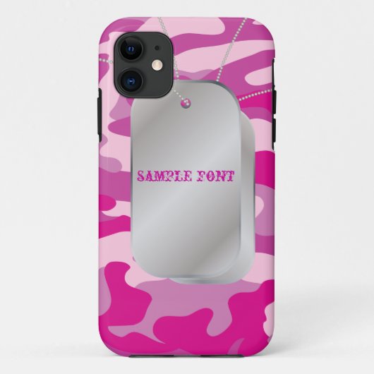 PixDezines Roze Camo+Dog+Labels Case-Mate iPhone Case (Achterkant)