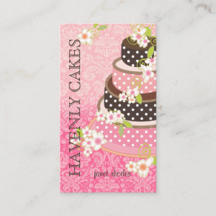 PixDezines Roze + Chocolade Cake/Bakkerij/pâtisser Visitekaartje
