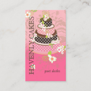 PixDezines Roze + Chocolade Weddenenkap Visitekaartje