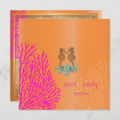 PixDezines Roze Coral+Seahorse Kaart (Voorkant / Achterkant)