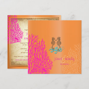 PixDezines  Roze Coral+Seahorse Kaart