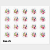 PixDezines Roze Cymbidium Orchidee Zilver Bladzijd Ronde Sticker (Vel)