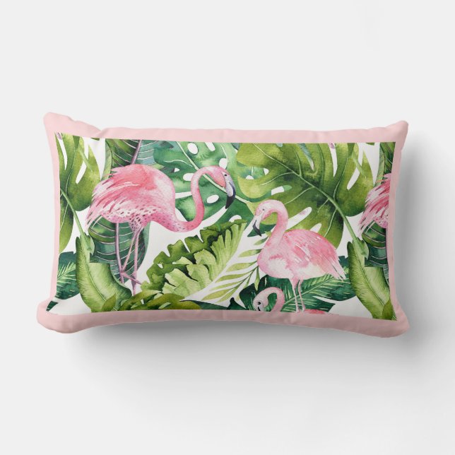 PixDezines Roze Flamingo, Tropisch, Lijst DIY Kussen (Voorkant)