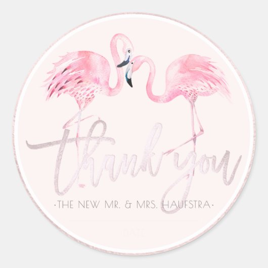 PixDezines Roze Flamingo's Dank u DIY achtertuin Ronde Sticker (Voorkant)
