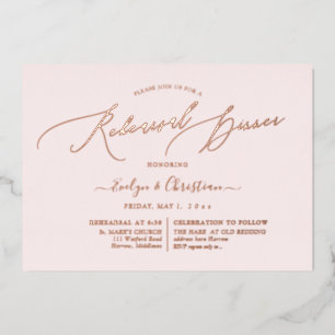 PixDezines Roze Goud Calligraphy Oefen Diner Folie Uitnodiging