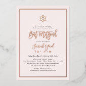 PixDezines Roze Goud Moderne Script Bat Mitzvah Folie Uitnodiging (Voorkant)