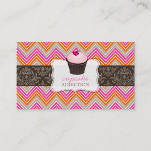 PixDezines roze harcakeek+chevron Visitekaartje
