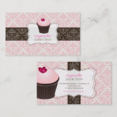 PixDezines roze hark cupcake+celine vocht Visitekaartje (Voorkant / Achterkant)