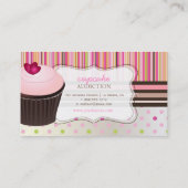 PixDezines roze harten cupcake+strepen Visitekaartje (Achterkant)