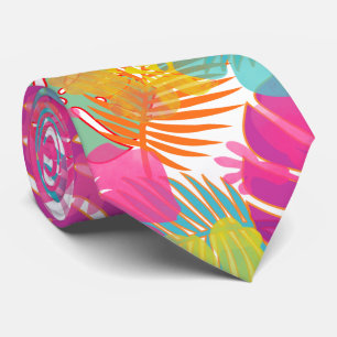 PixDezines Roze Hibiscus/regenwoud Stropdas