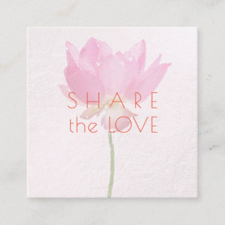 PixDezines Roze Lotus Deel de Liefde Vierkante Visitekaartje