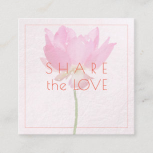 PixDezines Roze Lotus Deel de Liefde Vierkante Visitekaartje