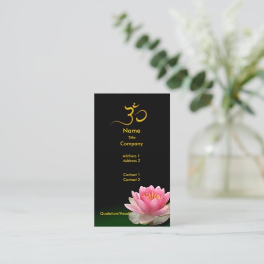 PixDezines Roze Lotus, genezers die meditatief zij Visitekaartje (Staand voorkant)