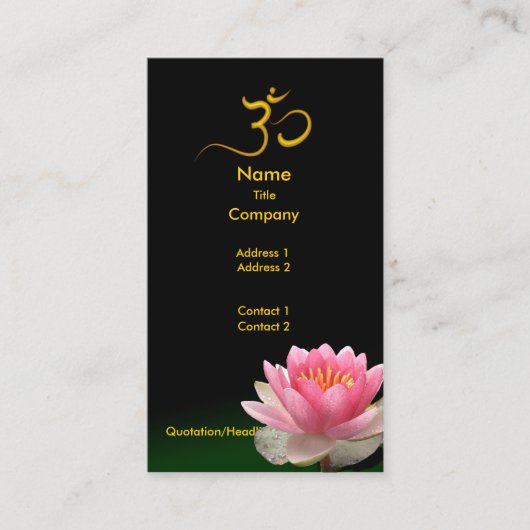 PixDezines Roze Lotus, genezers die meditatief zij Visitekaartje (Voorkant)