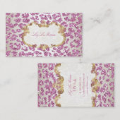 PixDezines roze luipaard/champagne Visitekaartje (Voorkant / Achterkant)