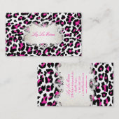 PixDezines roze luipaard print/stijlvolle etikette Visitekaartje (Voorkant / Achterkant)