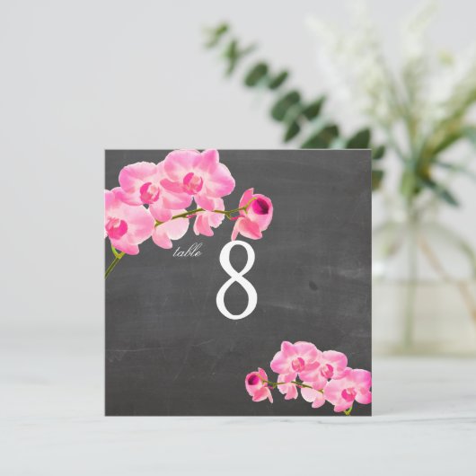 PixDezines roze maui orchids/tabelnummers Kaart (Staand voorkant)