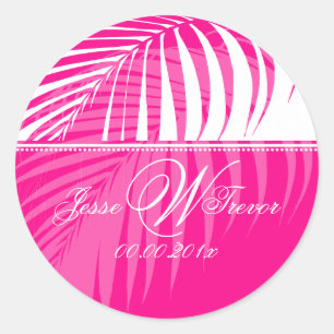 PixDezines Roze Palmschijfjes, DIY achtergrond Ronde Sticker