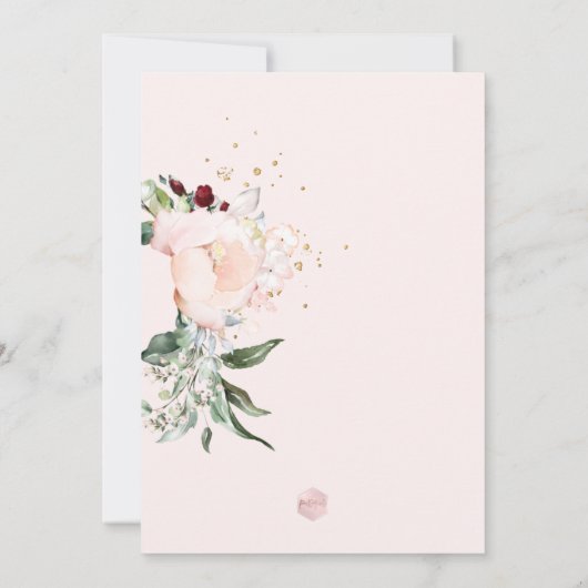 PixDezines Roze Pioen Bruidsdouche Kaart (Achterkant)