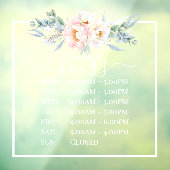 PixDezines Roze Pioen Openingsuren Raamsticker (Vel 3)