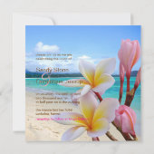 PixDezines Roze Plumeria + Beach Kaart (Achterkant)