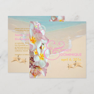 PixDezines Roze Plumeria+Beach/Swirls/Tropisch Kaart