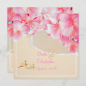 PixDezines roze plumeria+strand+zeester Kaart (Voorkant / Achterkant)