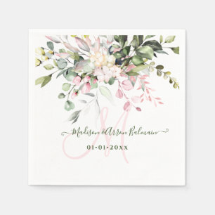 PixDezines Roze Roze Gum Eucalyptus Monogram Servet