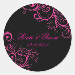 PixDezines Roze Swirls/DIY achtergrond kleur! Ronde Sticker