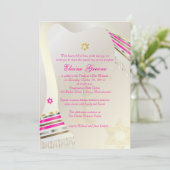 PixDezines Roze Tallit/Bat Mitzvah Kaart (Staand voorkant)