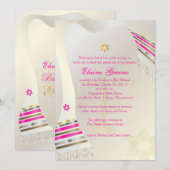 PixDezines Roze Tallit/Bat Mitzvah Kaart (Voorkant / Achterkant)