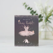 PixDezines Roze Tutu en Vlinders Dansrecital Kaart (Staand voorkant)