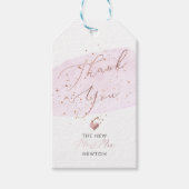 PixDezines Roze Waterverf+Champagne Bubbles Tx U Cadeaulabel (Voorkant)