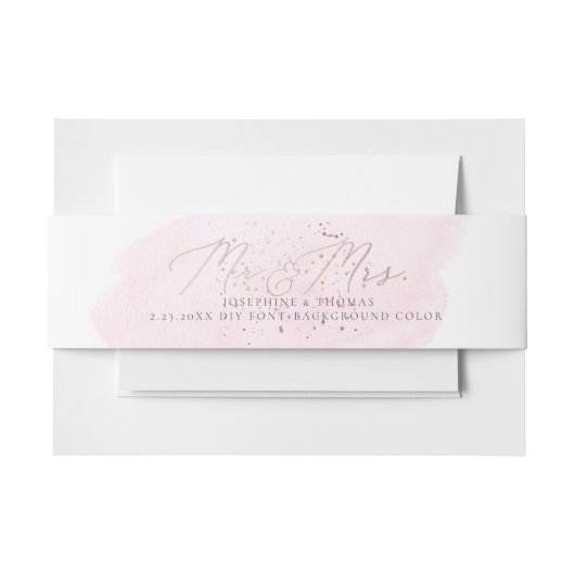 PixDezines Roze Waterverf + Champagne Bubbles Uitnodigingen Wikkel (Voorkant Voorbeeld)