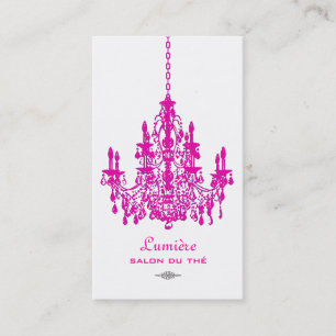 PixDezines Roze+Witte Kroonluchter/DIY achtergrond Visitekaartje