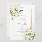 PixDezines Rozen Crème en Hortensia's Doopfeest Kaart (Voorkant)